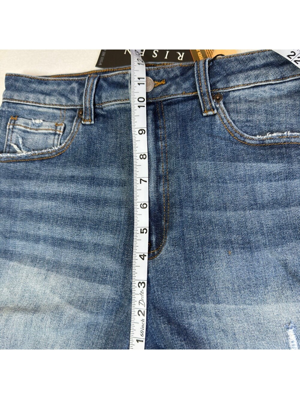 NWT Risen Jeans High Rise Distressed Frayed Hem Denim Shorts Size L - Picture 6 of 7